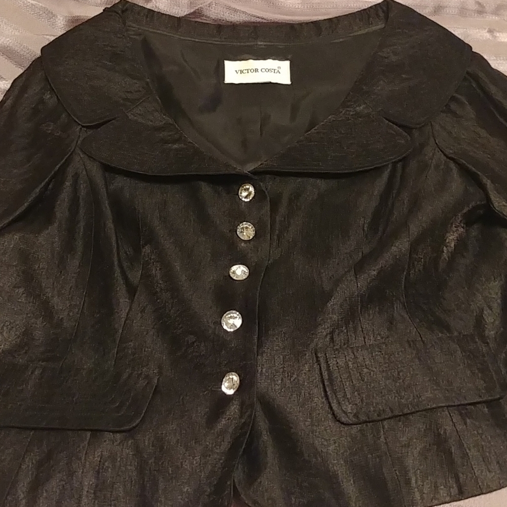 Victor Costa Dress Jacket with Crystal Buttons